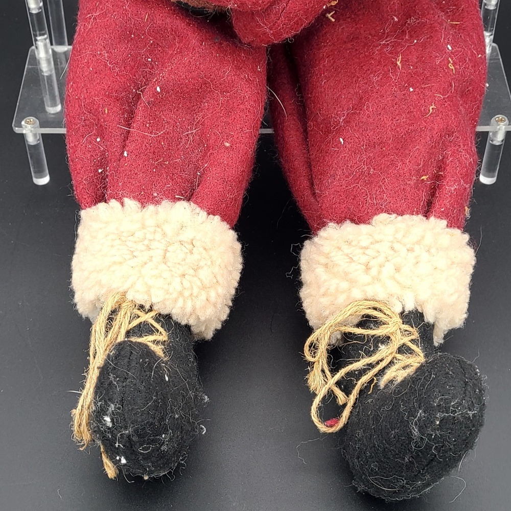 Primitive Cloth 28" Santa Claus & Teddy Bear Soft Christmas Figure, Shelf Sitter - Picture 4 of 13